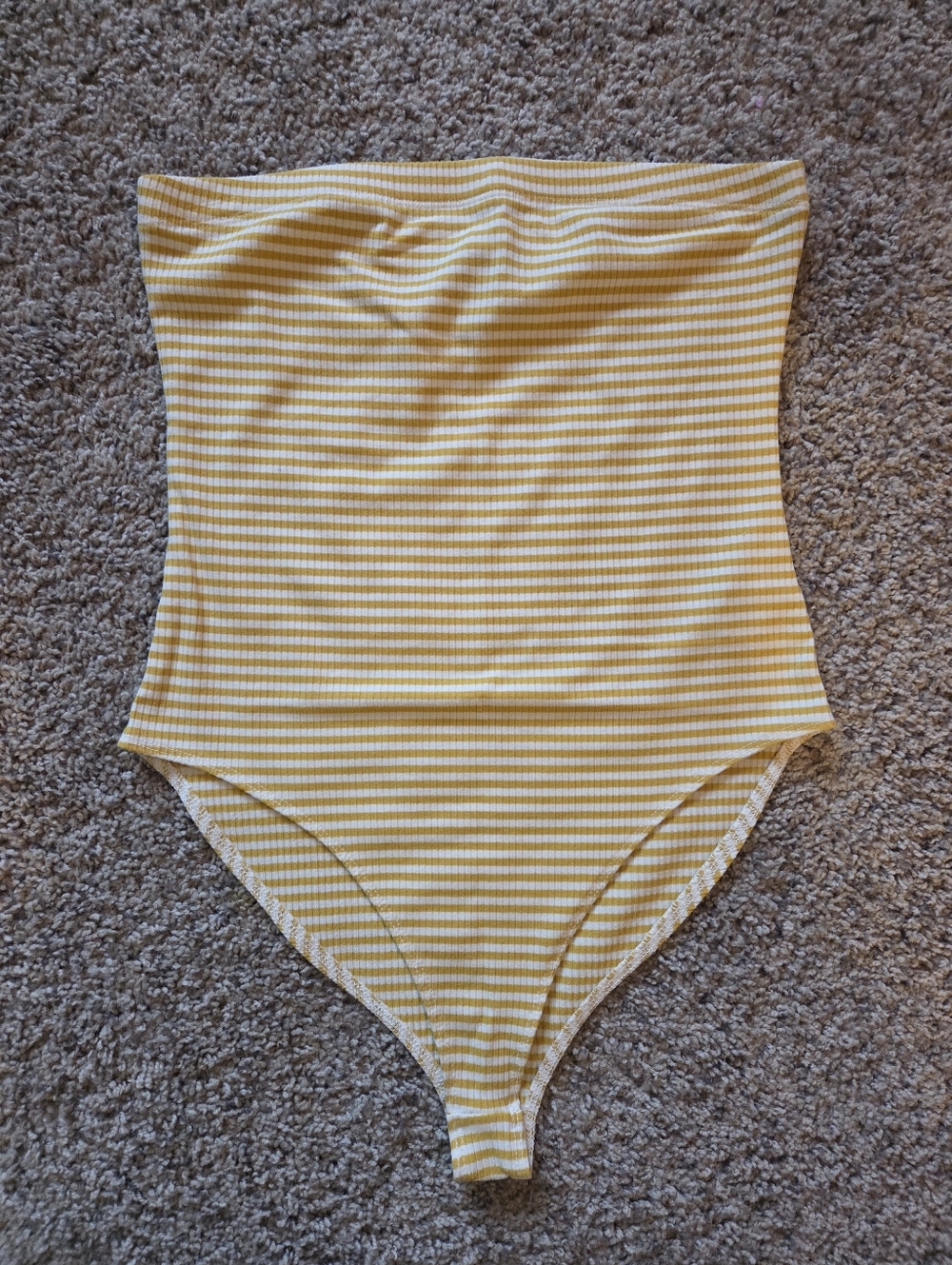 FOREVER 21 Stripe Yellow Strapless BODYSUIT